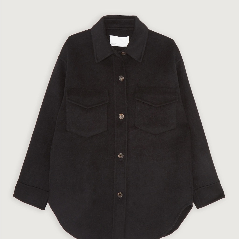 Oak & Fort Oversized Wool Blend Shirt Jacket, Black, S